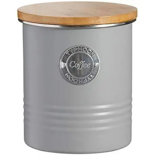 Typhoon Living Airtight Coffee Storage Canister with Bamboo Lid, Grey, 1 Litre Typhoon Living Airtight Coffee Storage Canister with Bamboo Lid, Grey, 1 Litre