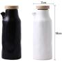 UPKOCH Seasoning Bottle Ceramic Soy Sauce Bottle Oil Bottle Kitchen Seasoning Jar with Wooden Cover for Salt Pepper Spice (Black)