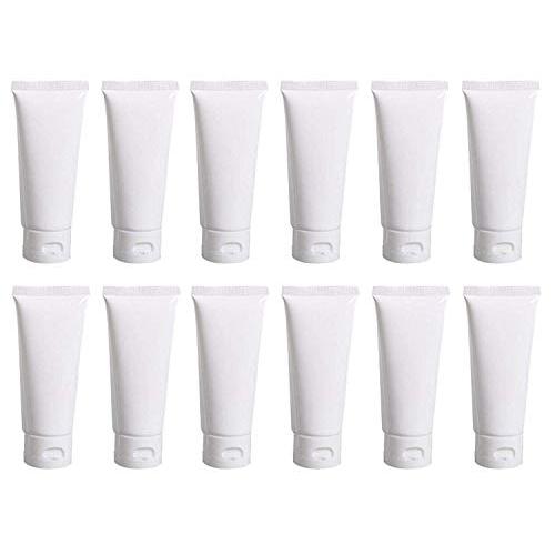 12 PCS 100ML 3.4OZ White Plastic Soft Squeeze Hose Bottle Cosmetic Facial Care Tolietry Packing Vial Container with Flip Cap Cream Lotion Sample Dispense Tube for Travel Home Use