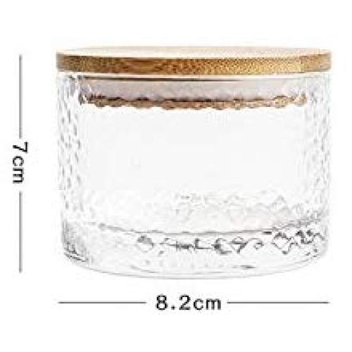 Glass Storage Jar with Wooden Cover Sealed Jar Kitchen Food Multigrain Coffee Bean Tea Storage Tank,S