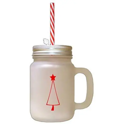 Rote Weihnachtsbäume – Stil Frostglas-Mason-Jar mit Stroh (2er-Set)