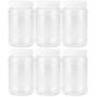 Fasmov 17 oz Plastic Jars with Screw on Lids Storage Jars with White Sealing Caps, Set of 6