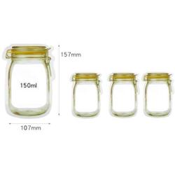 Miklan 4 Pieces Mason Jar Zipper Bags Reusable Snack Saver Bag Leakproof Food Sandwich