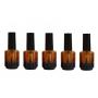 5 Pcs Upscale Amber Glass Nail Polish Bottle Empty Refillable Nail Oil Container with Black Lid Soft Brush Storage Jar Dispensing Vial for Travel Home Use (15ML/0.5OZ)