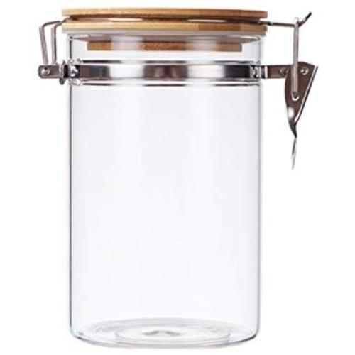 UPKOCH Glass Canister Food Storage Container with Locking Lids Leak Proof Storage Bottle Glass Jar for Food 800ML (Transparent)