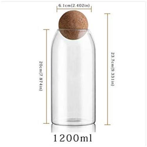 Creative Kitchen Tea Storage Bottles Glass Candy Jars with Cork Lid Spices Sugar Coffee Container Receive Organizer Cans,1200Ml