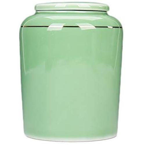 Ceramic Pottery Cereal Containers Canister Cookie Jar with Lids Large, Airtight Food Storage Containers Bins for Kitchen Pantry Organization Flour Rice Candy Bulk, 1L, 11x14cm (Color : Green)