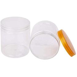 4 Pcs Clear PET Jars with Airtight Lids Round Wide Opening Tubs Container for Sugar Tea Coffee Cookies Snacks Food Drinks(570 ml/19 oz)