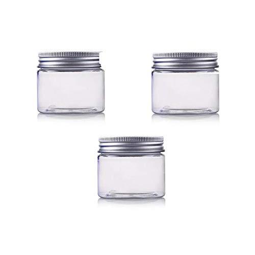 3PCS 200ML/6.67oz Transparent Empty Refillable PET Plastic Wide Mouth Cosmetic Bottles With Aluminum Cap-Cream Lotion Holder Case Makeup Storage Container Facial Pack Pot Jar