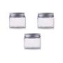 3PCS 200ML/6.67oz Transparent Empty Refillable PET Plastic Wide Mouth Cosmetic Bottles With Aluminum Cap-Cream Lotion Holder Case Makeup Storage Container Facial Pack Pot Jar