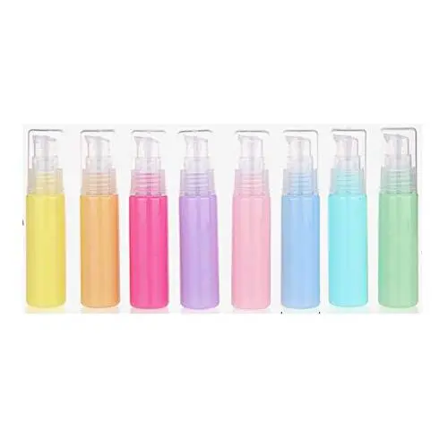 10 Pièces Flacons Plastiques Remplissables de 30ml/1 Oz avec Bouchon Pompe Blanc pour Cosmétiques, Pot, Doseur, Récipient, Idéal pour Nettoyants, Maquillage, Huile Essentielle, Lotion, Liquides (Couleurs Assorties)