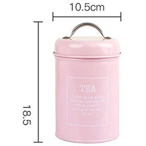 Metallfarbige Farbglaspfandsäule Klassischer Minimalistischer Nordischer Schreibtisch-Aufbewahrungsflasche Heimerganizer Kaffee Zucker Teebehälter, Rosa Tee