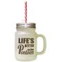 Brown LifeS Better On The Pontoon Frosted Glass Mason Jar With Straw