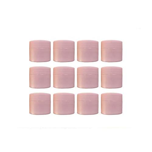 15g 0.5oz Frosted PP Plastic Jars with Lids and Inner Liners Refillable Empty Round Containers, Cosmetic Face Cream Sample Case Pot Pack of 12, BPA Free (Pink)