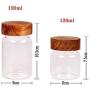 1PCS 120ml/4oz Empty Clear Borosilicon Glass Storage Jar Bottle with Screw Wooden Lid Sealed Canister Can Food Storage Container Packing Jar Pot Vial for Tea Coffee Honey Spice Candy and More