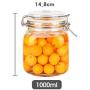Kitchen Food Storage Jar Airtight Food Storage Storage Jar 5 Square Glass Spice Bottles Transparent Glass Lids Stainless Steel Buckle Airtight Food Storage Spice Container Set 1000ML
