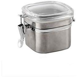 storage jar Grain container Food container Storage Box，High-grade 304 stainless steel square sealed cans coffee food seasoning storage tank