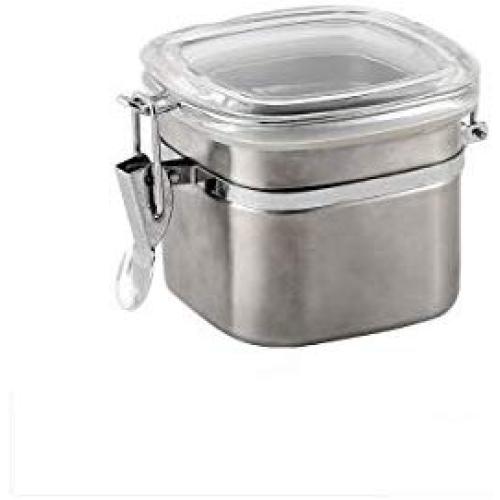 storage jar Grain container Food container Storage Box，High-grade 304 stainless steel square sealed cans seasoning jar coffee pot