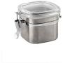 storage jar Grain container Food container Storage Box，High-grade 304 stainless steel square sealed cans seasoning jar coffee pot