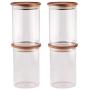 Essos Glass Jars with Wood Lids Set of (4) of 32oz Airtight and Stackable Storage Containers for the Kitchen Canister holds Food Cookies