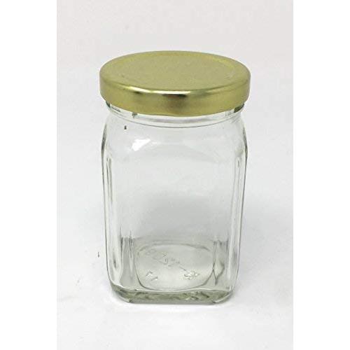 (12 Pack) 6 oz (190 ml) Victorian Square Glass Jar with Gold Metal Lid by Packaging For You