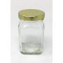 (12 Pack) 6 oz (190 ml) Victorian Square Glass Jar with Gold Metal Lid by Packaging For You