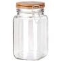 Chefoh Wide Mouth Glass Jar - Airtight Storage Jar with wood Bamboo Lid Medium Jar Perfect for Beans, Jelly, Storing and Canning Use 1500ml