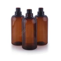 3PCS 500ML/17OZ Empty Plastic Pump Shampoo Bottles Conditioner Bottle Refillable Cosmetic Body Wash Creams Liquids Emulsion Container Makeup Lotions Bathroom Dispenser (Brown with Random Pump Head)