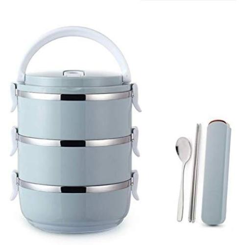 Thermos Food Jar 2100ML Thermos Stainless Food Flask Pink,Leakproof Insulated Food Containers With Portable Insulated Bag,Three Layers,With Tableware (Size : NO-Bag)