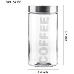 Glass Canister Set with Stainless Steel Lids 57/44/29 Ounce for Coffee, Sugar and Tea (3-Piece Assorted)