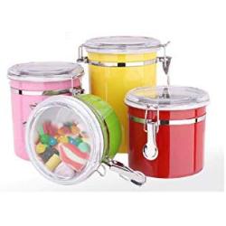 storage jar Grain container Food container Storage Box，Color multi-purpose food storage stainless steel sealed can , 12.5cm