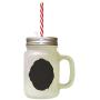 Black Puli Silhouette Frosted Glass Mason Jar With Straw