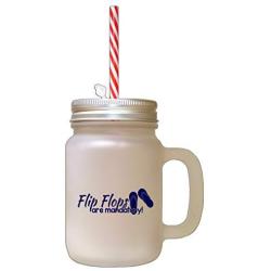 Navy Flip Flops Are Mandatory Frosted Glass Mason Jar With Straw