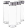 Juice Bottles - 4 Pack Wide Mouth Glass Bottles with Lids - for Juicing, Smoothies, Infused Water, Beverage Storage - 16oz, BPA Free, Stainless Steel Lids, Leakproof, Reusable, Borosilicate