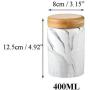 Danmu 1Pc of Lead Free Ceramic Marble Pattern Candy Dish with Bamboo Airtight Lids Candy Cookie Jar Storage Jar Jewelry Box Buffet Jar Biscuit Coffee Oatmeal Tea Sugar Container (400ML, Gray)