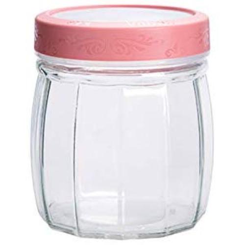 Kitchen Glass Jar Storage Tank Storage Tank Tea Cans Glass Sealed Tanks Grain Food Jars,Pink