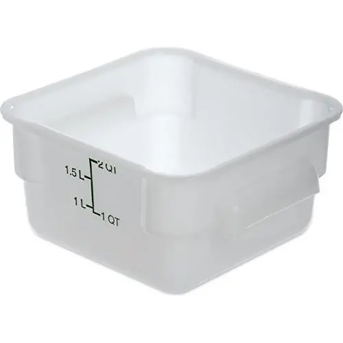 Boîte de rangement carrée pour aliments Carlisle 1073002, Conteneur Uniquement, 2 Quart, Blanc (Pack de 6) Boîte de rangement carrée pour aliments Carlisle 1073002, Conteneur Uniquement, 2 Quart, Blanc (Pack de 6)