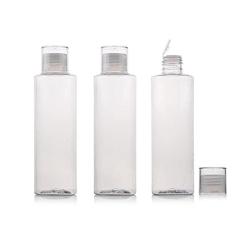 3PCS Empty Clear Refillable Plastic Toner Lotion Cleanser Bottle Jars Travel Cosmetic Storage Container Packing Holder Organizer for Makeup Water Essential Oil Shampoo Shower Gel (250ml/8oz)