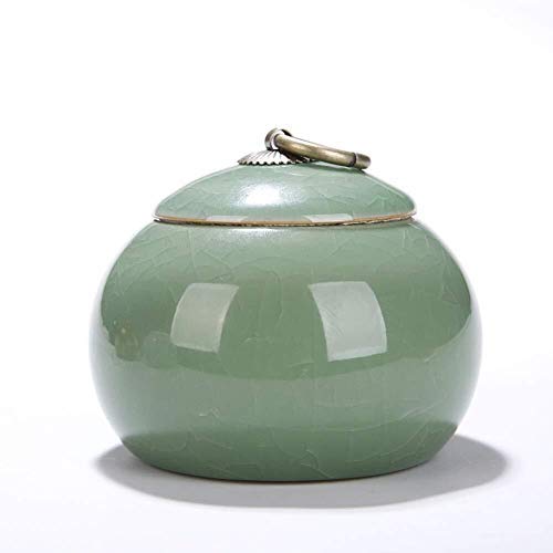 ETERLY Exquisite Ceramic Tea Caddy,Moisture-Proof Tea tin Tea Storage Jars for Spices Candy Coffee Cookie Nuts 2 pcs- 10x9cm(4x3inch) (Color : A, Size : 10x9cm(4x3inch))