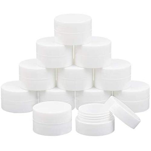 FINGERINSPIRE 20Pcs Cosmetic Containers 5 Gram Plastic Sample Jars(White) Tiny Makeup Sample Containers with lids, Compact Travel Size Containers for Face Hand Body Cream