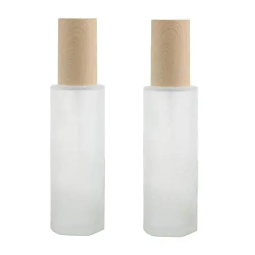 2PCS Flacons en Verre Froissé avec Bouchon en Bois Grainé pour Dispensaire de Crème, Récipients de Maquillage, Organiseur pour Huile Essentielle, Émulsion, Essence, Sérums, Tonique 2PCS Flacons en Verre Froissé avec Bouchon en Bois Grainé pour Dispensaire de Crème, Récipients de Maquillage, Organiseur pour Huile Essentielle, Émulsion, Essence, Sérums, Tonique