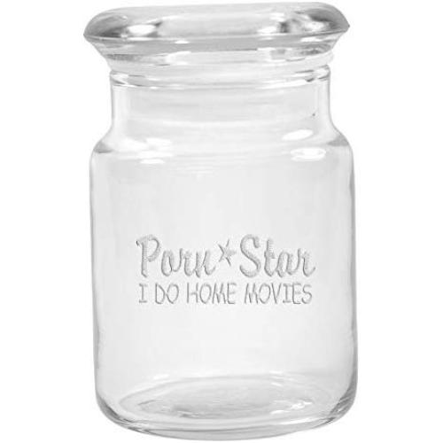 Klares Glas Kräuterdose mit Deckel 139 ml mit Porn Star Logo von Smoke Promos