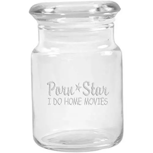 Clear Glass Herb Stash Jar with Lid 4.5 oz with Porn Star Logo from Smoke Promos
