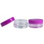 (Quantity: 200 Pieces) Beauticom 3G/3ML Round Clear Jars with PURPLE Lids for Scrubs, Oils, Toner, Salves, Creams, Lotions, Makeup Samples, Lip Balms - BPA Free