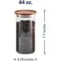 Ensemble de bocaux Essos en verre 44oz avec couvercles en bois, 2 pièces, rangement hermétique et empilable pour la cuisine, idéal pour les aliments, les biscuits, les pâtes.