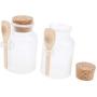 dailymall Pair of Empty Plastic Jars Bottles with Corks & Wooden Spoon - Great for Bath Salt Bottles, Milk Bottles, Kitchen Salt Sugar Spice Jars - 100g/3.5oz