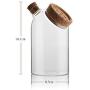 2pcs Food Storage Jar, Glass Kitchen Container Clear Transparent Coffee Tea Canisters with Cork Stopper 500ml 800ml