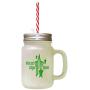 Green Stars And Strips Forever Frosted Glass Mason Jar With Straw