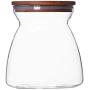 Kitchen Food Storage Jar Airtight Food Storage storage jar Transparent Glass Jar With Natural Bamboo Cover (Size : 700ml)