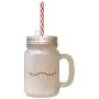 Maroon Christmas Lights Frosted Glass Mason Jar With Straw